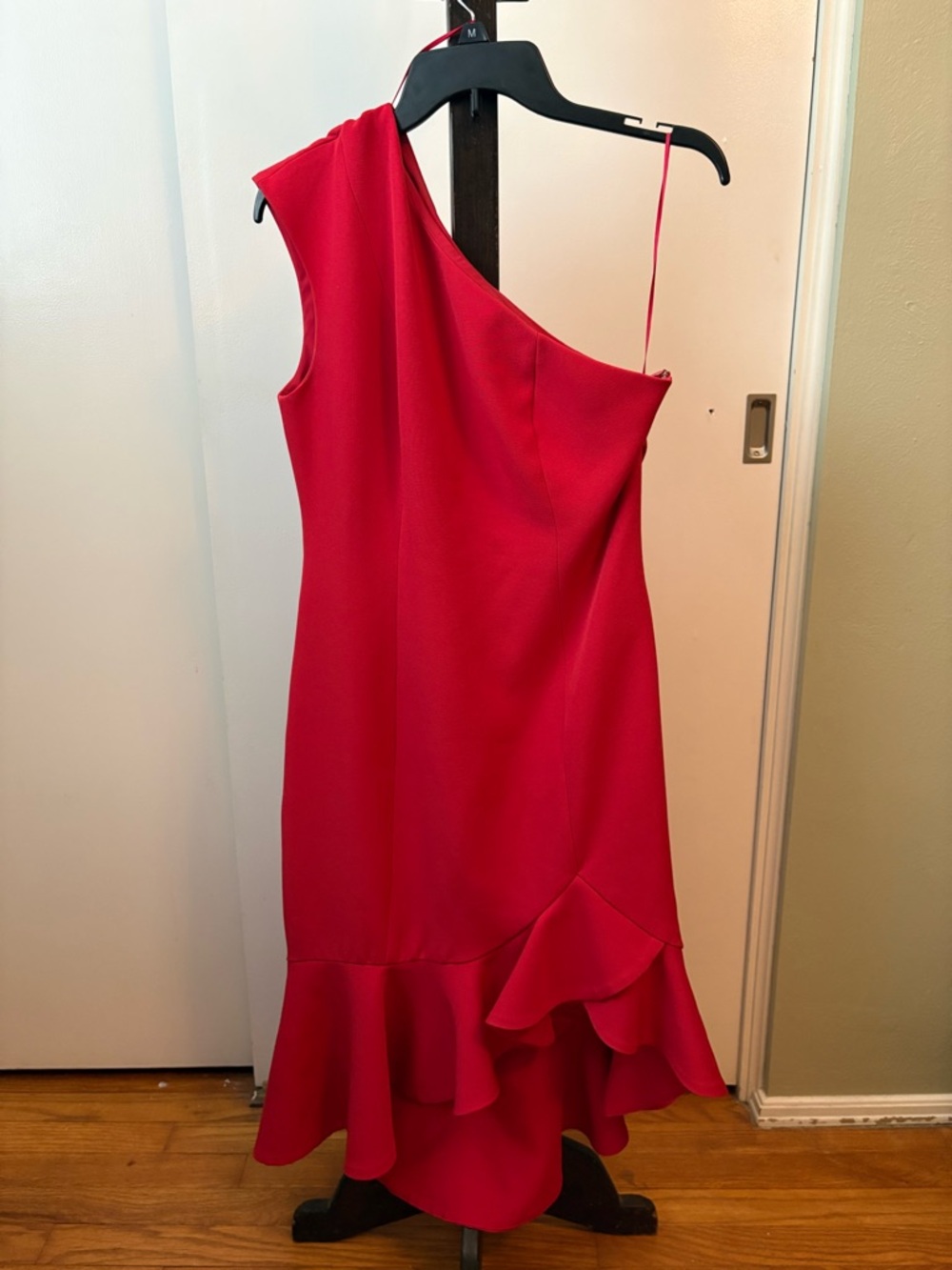 KEEPSAKE the Label One-Shoulder Red Ruffle-Hem Dress